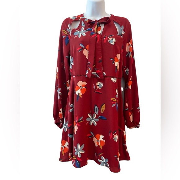Abercrombie & Fitch floral long sleeve maroon flared flowy whimsigoth size Small - Picture 8 of 8